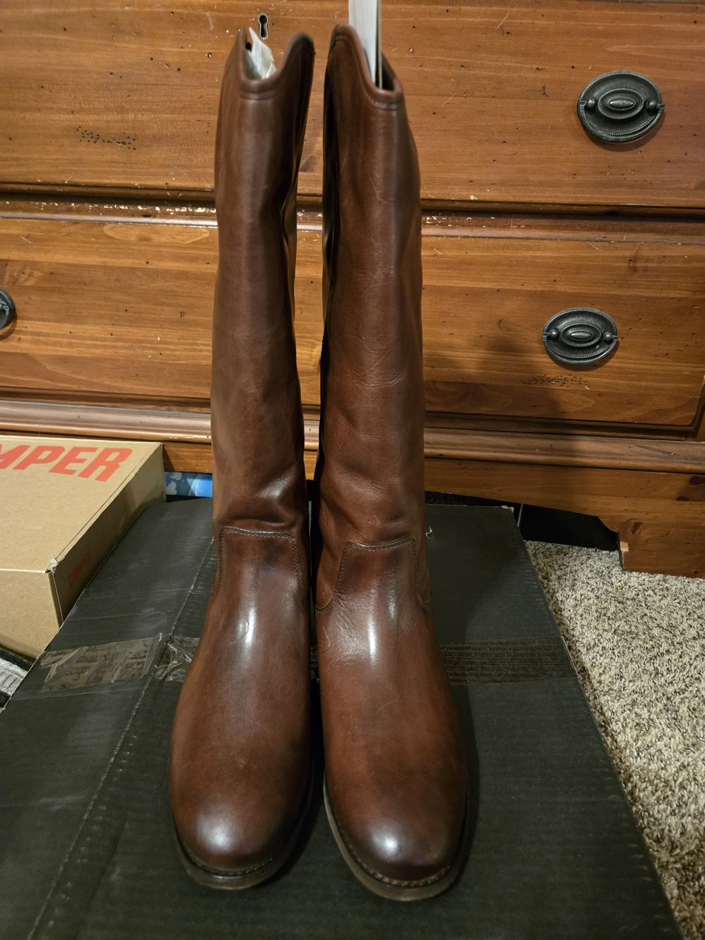 Frye Melissa Women's  Tall Mohogany Color Leather Riding Boots 8.5
